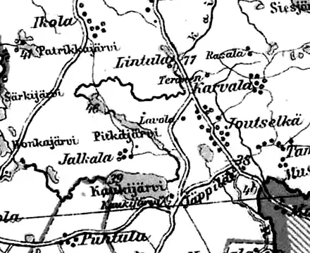 Деревня Патрики на финской карте 1923 года