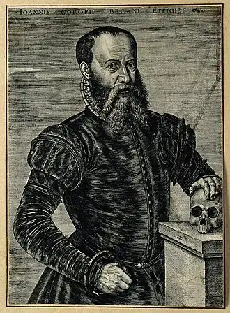 Портрет Бекануса: фронтиспис к изданию сочинений 1580 года. Гравюра Яна Вирикса