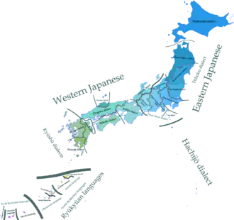 Карта распространения японо-рюкюских языков.