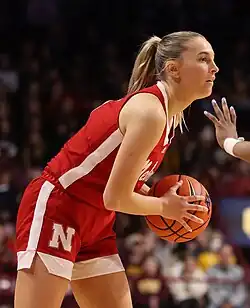Шелли в игре за «Небраска Корнхаскерс» против «Миннесота Голден Гоферс» (14 января 2024)