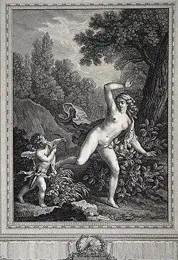 Купидон, сын невинности. Ок. 1785. Офорт Ж.-Ж. Авриля по рисунку Ш. Монне. Государственный Эрмитаж, Санкт-Петербург