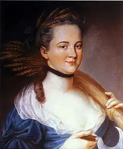 Княгиня Елена Степановна Куракина (1735—1768), урождённая графиня Апраксина, дочь фельдмаршала графа С.Ф. Апраксина, жена князя Б.А. Куракина  (1733—1764). Аллегория Лета.