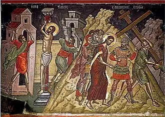 Икона Иисуса, идущего на Голгофу, XVI век, Феофан Критский (монастырь Ставроникита, Афон)