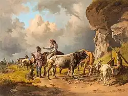 Русская крестьянка беседует с пастухом