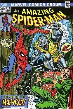 Джон Джеймсон в образе Человека-волка на обложке Amazing Spider-Man #124 (сентябрь 1973)Художник — Джон Ромита
