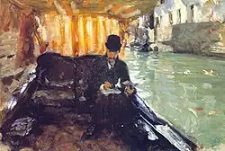 Портрет Рамона Суберкасо в венецианской гондоле.