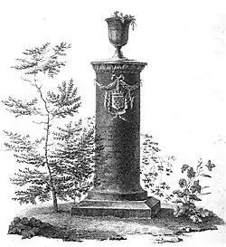 Надгробие выдающимся деятелям культуры. Гравюра по акварели А. Леклера