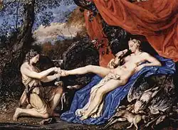 Диана, отдыхающая после охоты. 1663. Картон, гуашь. Швейцарский национальный музей, Цюрих