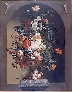 Цветочная композиция с уровня глаз лягушки. Между 1675 и 1699. Холст, масло. Дом Зипендал, Арнем