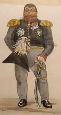 Князь Константин Иванович Багратион-Мухранский. Рисунок в альбоме карикатур "Тридцатые годы"