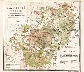 Калужская губерния на карте