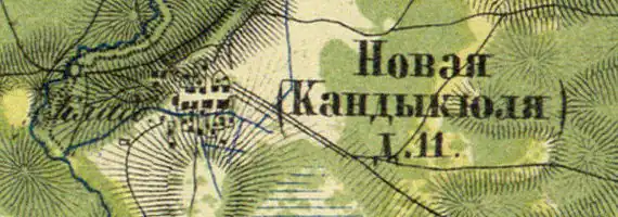 Деревня Кандикюля на карте 1860 года