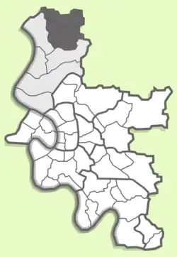 Положение Ангермунда на карте Дюссельдорфа