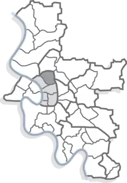 Положение Дерендорфа на карте Дюссельдорфа