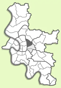 Положение Дюссельталя на карте Дюссельдорфа