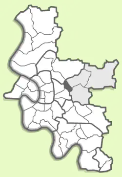 Положение Графенберга на карте Дюссельдорфа