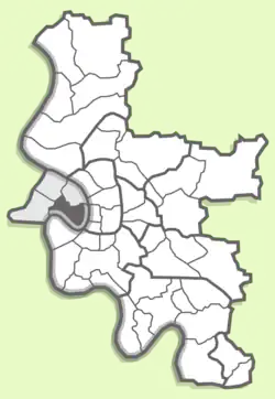 Расположение Оберкасселя на карте Дюссельдорфа