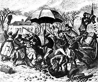 Штурм картофельных прилавков. Литография Винценца Кацлера