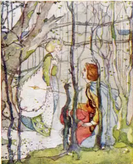 Томас Рифмач и королева эльфов. Иллюстрация Кэтрин Камерон (1908).
