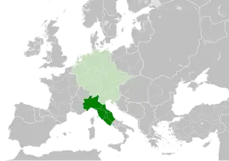 Итальянское королевство в составе Священной Римской империи в 1000 году