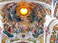 Роспись купола паломнической церкви в Айнзидельне, Швейцария. 1724—1726