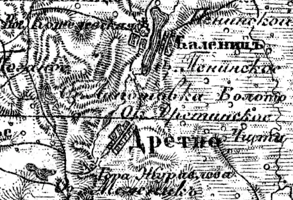 Деревня Коленец на карте 1919 года