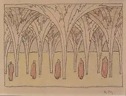 Эскиз сцены для спектакля Ю. Биттнера «Горное озеро». Ок. 1910. Бумага, пастель