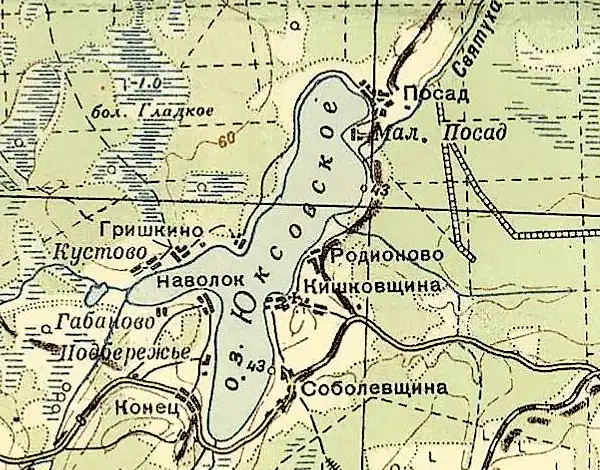 Деревня Соболевщина на карте РККА 1940 года