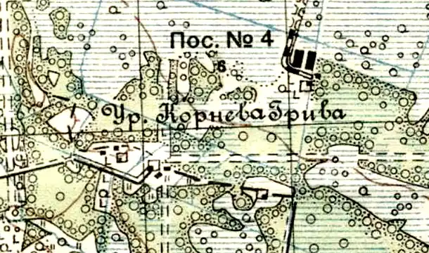 Посёлок Корнева Грива на карте 1931 года.