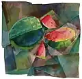 А. А. Корольчук. Арбуз, 2002 г, 48 х 49 cм, б., акварель.