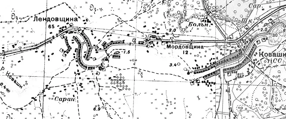 План села Коваши со смежными деревнями. 1938 год
