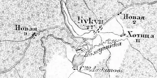 Деревня Кукуй на карте 1872 года