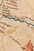 Тарки, указан как крупный город на карте — Mar caspio Portolano manosritto Geneva, 1519-й год. Отмечен маркером. Так же указано слово «Кумук» в прибрежной зоне.