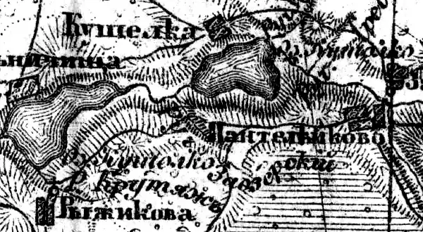 Деревня Кушела на карте 1919 года