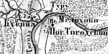 Село Мелехово на карте 1915 года