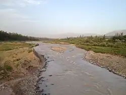 Яккабагдарья (Кызылдарья) в июне, выше посёлка Эски-Яккабаг