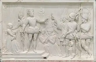 Леонор Шабо, граф де Шарни, губернатор Бургундии, спасает от резни Святого Варфоломея гугенотов этой провинции, отказываясь исполнить приказы Карла IX. Дижон, 1841