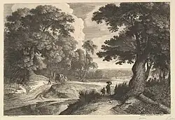 Крестьянка на прогулке. По оригиналу Ж. Фукье. Офорт