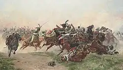 Битва при Ваграме. Схватка конных егерей наполеоновской гвардии с австрийскими кирасирами