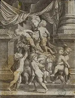 Милосердие. Л. Суавиус по оригиналу Л. Ломбарда. Гравюра резцом, сухая игла