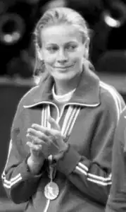 Лариса Савкина на церемонии награждения Олимпийских игр 1980 в Москве