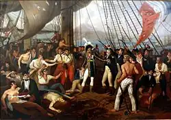 Иоахим Мюрат как король Неаполя вручает награды военным морякам фрегата «Cérès». 1809. Холст, масло. Национальный морской музей, Париж