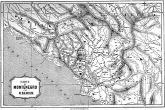 Карта Черногории. 1860 г.