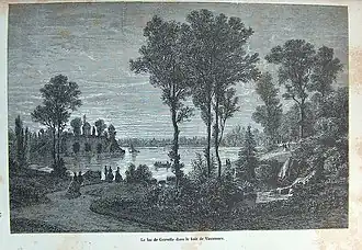 озеро Гравель в Венском лесу на старой фотографии.