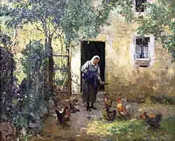 Кормление кур.