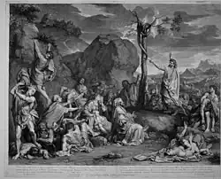 Медный змей. По оригиналу Ш. Лебрена. Офорт, резец