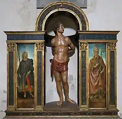 Триптих Святого Себастьяна. Леонардо дель Тассо (Святой Себастьян), со святыми Рохом и Августином (Раффаэллино дель Гарбо). 1500—1505