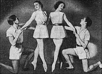 Артисты «Балета Юности» (слева направо):
Жорж Скибин, Женевьев Мулен, Татьяна Лескова и Владимир Мешков, 1938 год