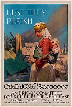 Агитационный плакат США эпохи геноцида армян.