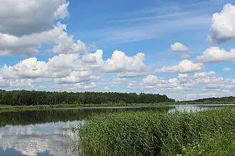 Вид на озеро Дуньэзерс летом 2017 года